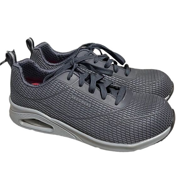 Skechers Comp Toe Shoes Woman’s 10 Uno SR Jhansi Navy Gray Slip Resistant - Picture 1 of 13